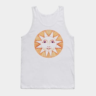 Shabby Chic Modern Retro Androgynous Sun Portrait Tank Top